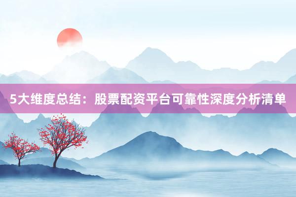 5大维度总结：股票配资平台可靠性深度分析清单