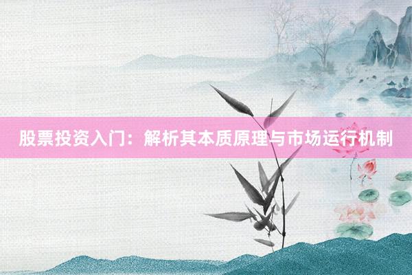 股票投资入门：解析其本质原理与市场运行机制