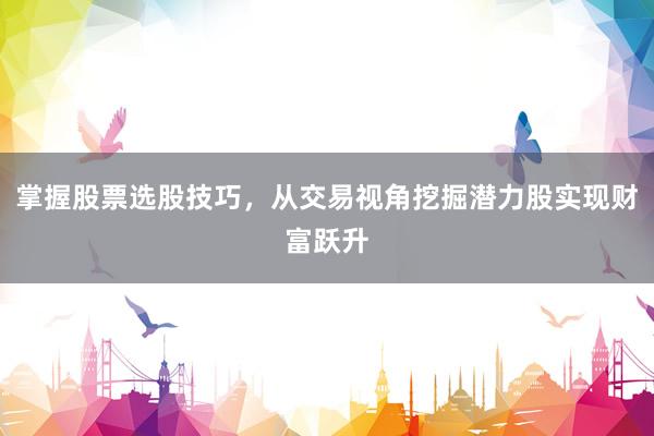 掌握股票选股技巧，从交易视角挖掘潜力股实现财富跃升