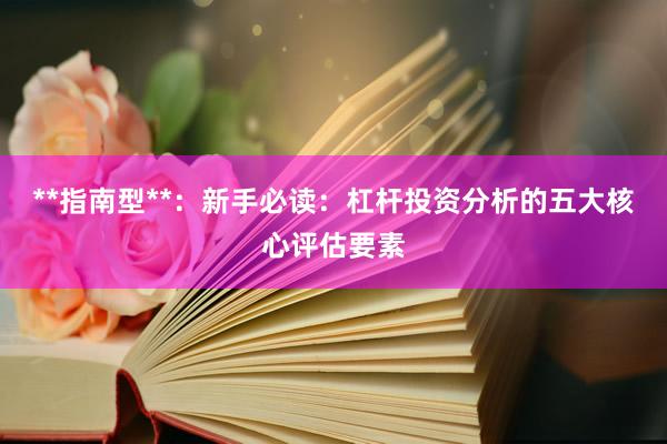 **指南型**：新手必读：杠杆投资分析的五大核心评估要素